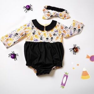 Baby Girls Spider Halloween Romper Handmade 6-9 m